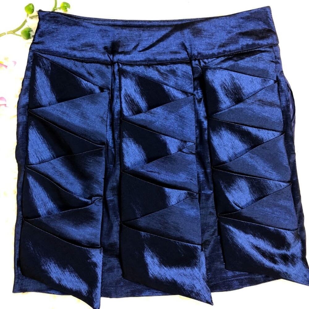 romeo & juliet couture zig zap pleated Holiday Party Pencil Skirt Blue Size M